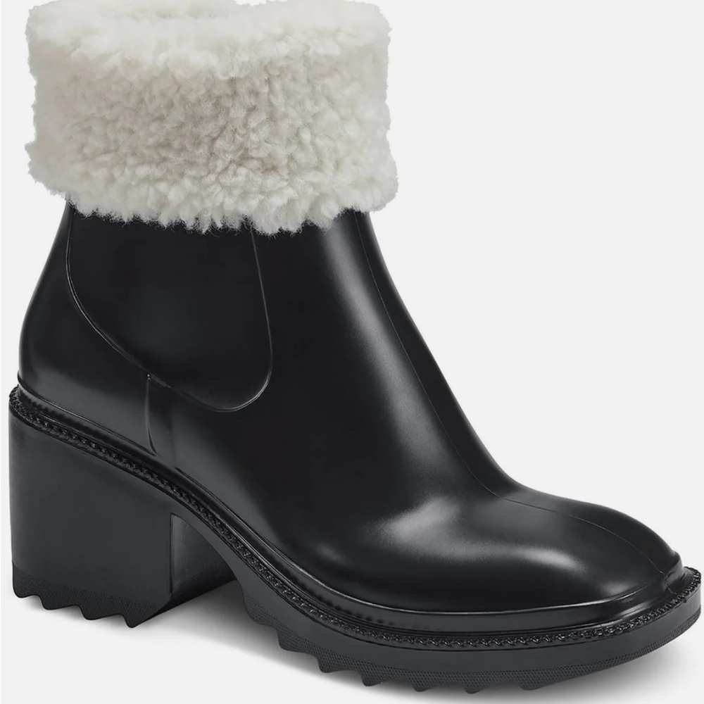 INC Eadin Womens Faux Fur Lined Faux Fur Trim Rain Boot. 10 M - Picture 1 of 5